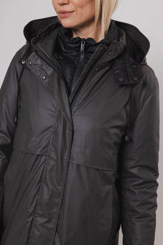 Rino & Pelle Long Hooded Raincoat Dark Grey Danita - MMJs Fashion