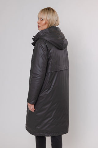 Rino & Pelle Long Hooded Raincoat Dark Grey Danita - MMJs Fashion