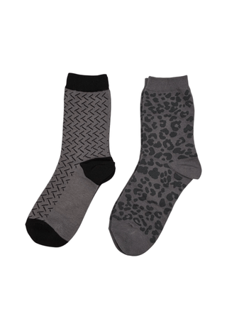Sixton London Charcoal Kyoto & Leopard Sock Box Duo - MMJs Fashion