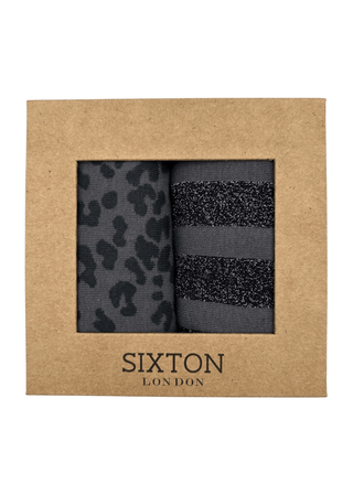 Sixton London Charcoal Leopard & Berlin Sock Box Duo - MMJs Fashion