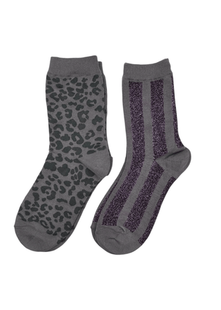 Sixton London Charcoal Leopard & Berlin Sock Box Duo - MMJs Fashion