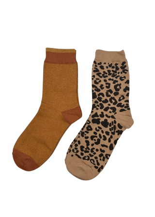 Sixton London Copper Tokyo & Sand Leopard Sock Box Duo - MMJs Fashion