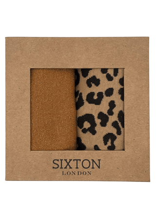 Sixton London Copper Tokyo & Sand Leopard Sock Box Duo - MMJs Fashion