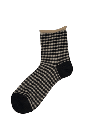 Sixton London Gingham Print Socks Grey Brittany - MMJs Fashion