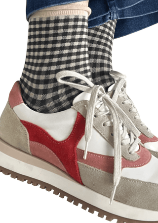 Sixton London Gingham Print Socks Grey Brittany - MMJs Fashion