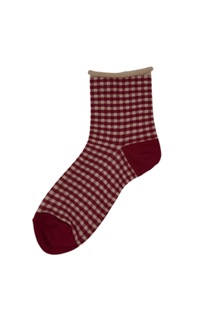 Sixton London Gingham Print Socks Red Brittany - MMJs Fashion