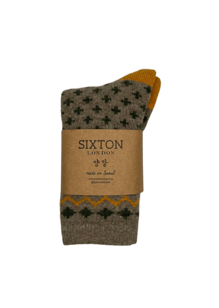 Sixton London Patterned Socks Mustard Helsinki - MMJs Fashion