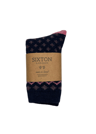 Sixton London Patterned Socks Navy Helsinki - MMJs Fashion