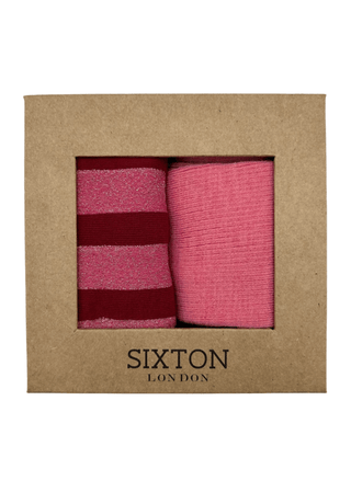Sixton London Red Berlin & Pink Barcelona Sock Box Duo - MMJs Fashion