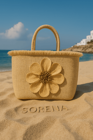 Sorena Beach Bag Beige Falbala - MMJs Fashion
