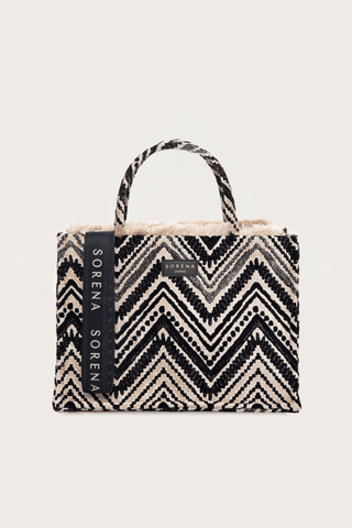 Sorena Big Tote Bag Koufonisi Black Beige - MMJs Fashion