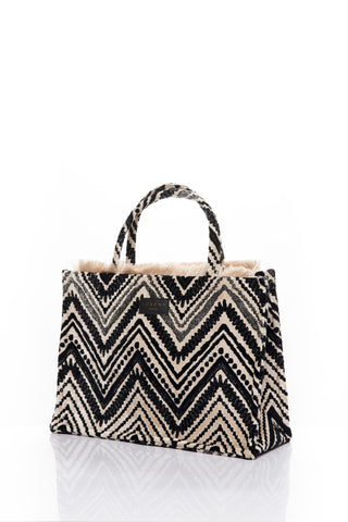 Sorena Big Tote Bag Koufonisi Black Beige - MMJs Fashion