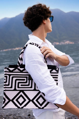 Sorena Big Tote Bag Skyros Black Ivory - MMJs Fashion
