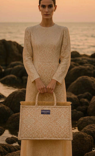 Sorena Large Tote Bag Beige Theros - MMJs Fashion