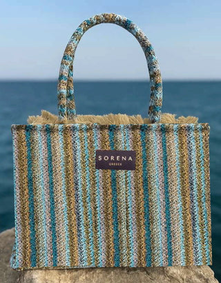 Sorena Medium Tote Bag Blue Elafonisos - MMJs Fashion