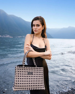 Sorena Medium Tote Bag Madalena Black Beige - MMJs Fashion