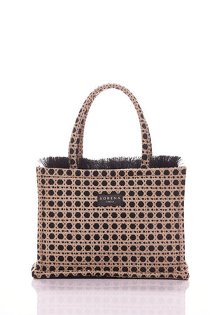 Sorena Medium Tote Bag Madalena Black Beige - MMJs Fashion