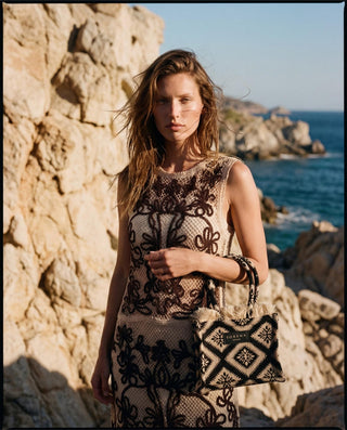 Sorena Mini Tote Bag Black Beige Cycladitissa - MMJs Fashion