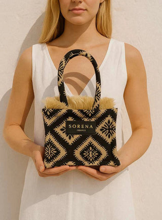 Sorena Mini Tote Bag Black Beige Cycladitissa - MMJs Fashion