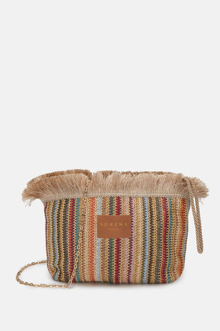 Sorena Straw Clutch Bag Beige Stripe Samiopoula - MMJs Fashion