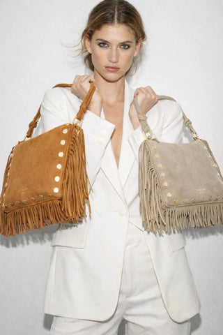 Sorena Suede Crossbody Bag Beige Simona - MMJs Fashion