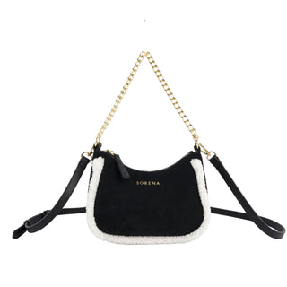 Sorena Suede Crossbody Bag Black Valentina - MMJs Fashion