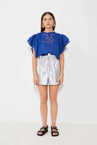 Suncoo Broderie Anglaise Top Royal Blue Love - MMJs Fashion