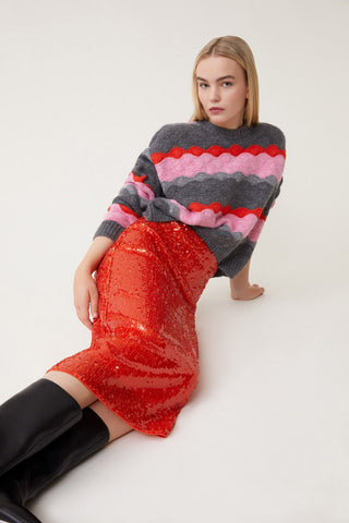 Suncoo Wave Stripe Jumper Grey Pink Red Panayo - MMJs Fashion