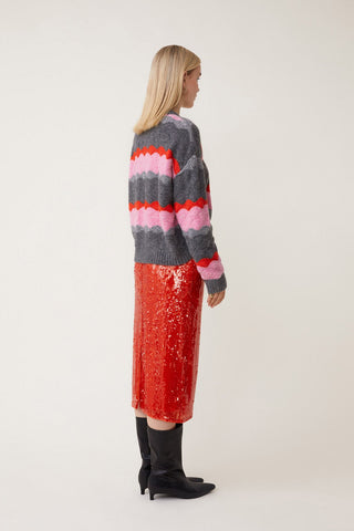 Suncoo Wave Stripe Jumper Grey Pink Red Panayo - MMJs Fashion
