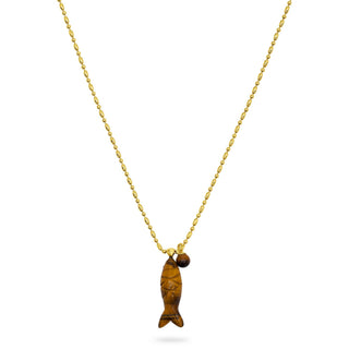 Talis Chains Happy Fish Pendant Necklace Tiger's Eye - MMJs Fashion