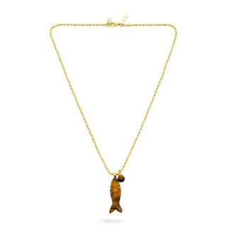 Talis Chains Happy Fish Pendant Necklace Tiger's Eye - MMJs Fashion