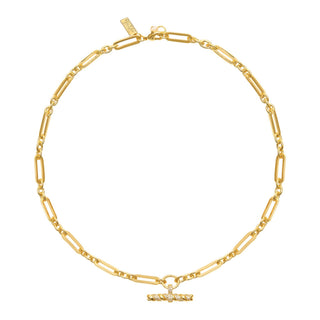 Talis Chains T - Bar Pendant On Link Chain Necklace Gold - MMJs Fashion