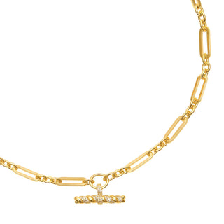 Talis Chains T - Bar Pendant On Link Chain Necklace Gold - MMJs Fashion