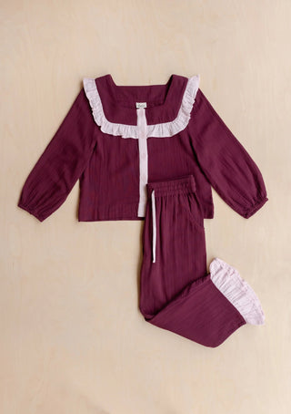 TBCo Cotton Ruffle Pyjamas Burgundy - MMJs Fashion