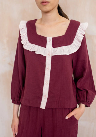 TBCo Cotton Ruffle Pyjamas Burgundy - MMJs Fashion