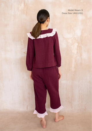 TBCo Cotton Ruffle Pyjamas Burgundy - MMJs Fashion