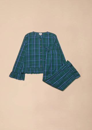 TBCo Cropped Cotton Tartan Pyjamas Green - MMJs Fashion