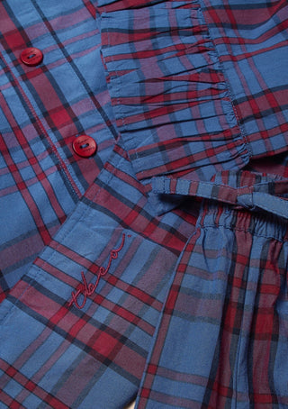 TBCo Cropped Cotton Tartan Pyjamas Navy Red - MMJs Fashion