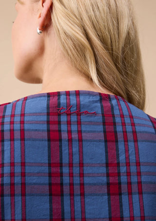 TBCo Cropped Cotton Tartan Pyjamas Navy Red - MMJs Fashion