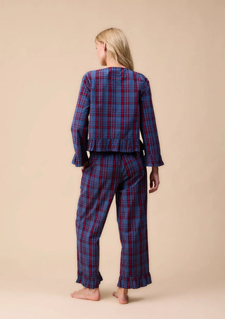 TBCo Cropped Cotton Tartan Pyjamas Navy Red - MMJs Fashion