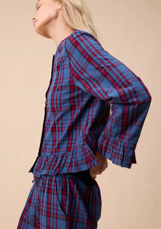 TBCo Cropped Cotton Tartan Pyjamas Navy Red - MMJs Fashion