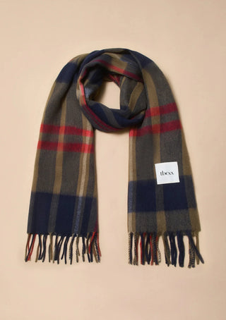 TBCo Lambswool Oversized Scarf Modern Tartan Green Blue - MMJs Fashion
