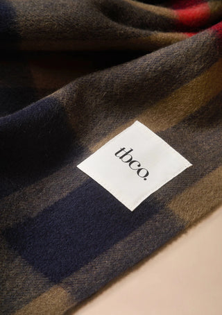 TBCo Lambswool Oversized Scarf Modern Tartan Green Blue - MMJs Fashion