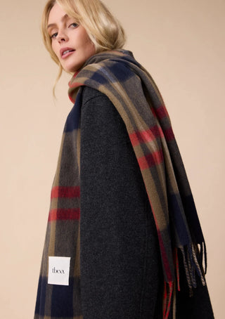 TBCo Lambswool Oversized Scarf Modern Tartan Green Blue - MMJs Fashion