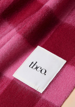 TBCo Lambswool Skinny Scarf Gingham Pink Burgundy - MMJs Fashion