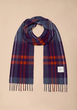 TBCo Lambswool Skinny Scarf Modern Tartan Blue - MMJs Fashion