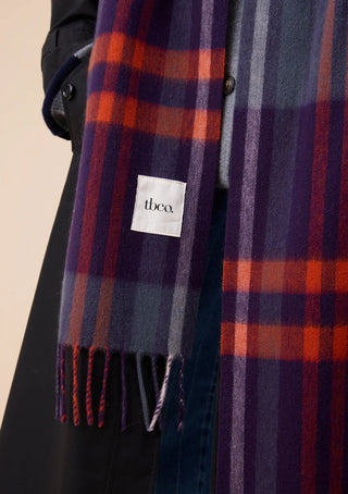 TBCo Lambswool Skinny Scarf Modern Tartan Blue - MMJs Fashion