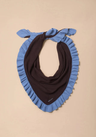 TBCo Large Merino Wool Triangle Scarf Brown Ruffle - MMJs Fashion