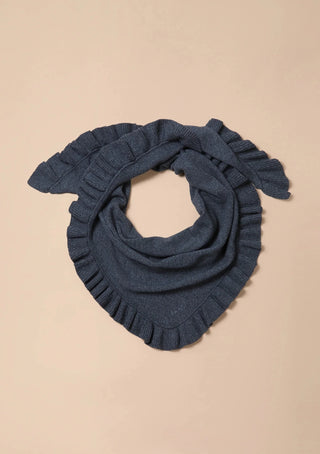 TBCo Large Merino Wool Triangle Scarf Grey Ruffle - MMJs Fashion