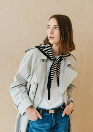 TBCo Merino Triangle Scarf in Black Stripe - MMJs Fashion